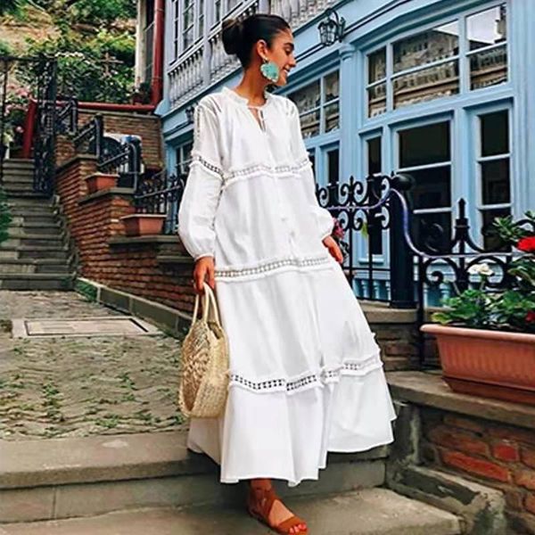 casual dresses boho beach loose long dress female white lantern sleeve hollow out lace shirt women bohemian oversized, Black;gray
casual dresses boho beach loose long dress female white lantern sleeve hollow out lace shirt women bohemian oversized, Black;gray