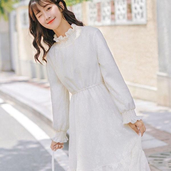 women's spring autumn lace dress women's solid color stand collar long sleeve korean elegant dress ss3750, Black;gray
women's spring autumn lace dress women's solid color stand collar long sleeve korean elegant dress ss3750, Black;gray
