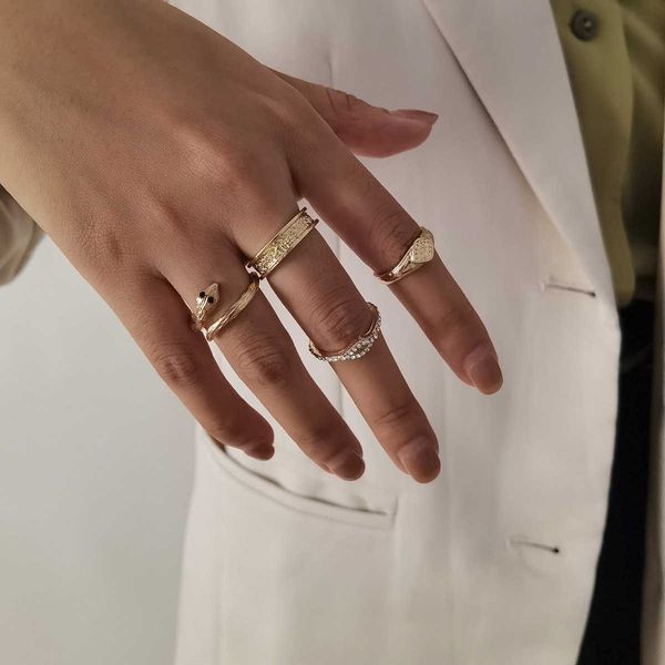 jewelry simple irregular snake joint personalized fashion ring set, Silver 
jewelry simple irregular snake joint personalized fashion ring set, Silver