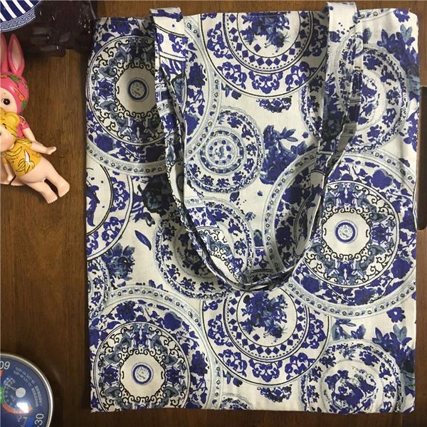 shopping bags yile handmade cotton linen eco tote shoulder bag print blue white round flower 17594
shopping bags yile handmade cotton linen eco tote shoulder bag print blue white round flower 17594