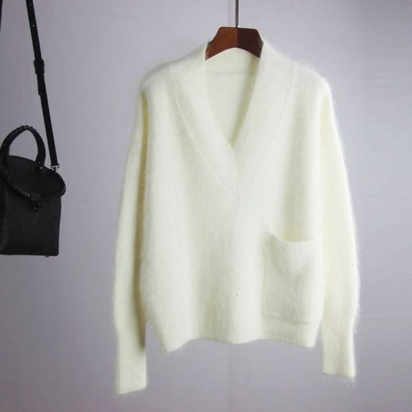 mink 2021 new cashmere mohair sweater women autumn winter pockets batwing loose jumper pull femme hiver hx7k, White;black
mink 2021 new cashmere mohair sweater women autumn winter pockets batwing loose jumper pull femme hiver hx7k, White;black