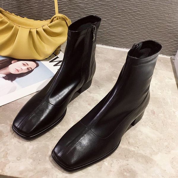 fashion woman ankle boots handmade autumn winter boots square toe med heels boots woman, Black
fashion woman ankle boots handmade autumn winter boots square toe med heels boots woman, Black