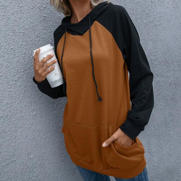 women's hoodies & sweatshirts women with pocket losoe patchwork hooded sweatshirt female outwear autumn casual long sleeve sudaderas mu, Black 
women's hoodies & sweatshirts women with pocket losoe patchwork hooded sweatshirt female outwear autumn casual long sleeve sudaderas mu, Black