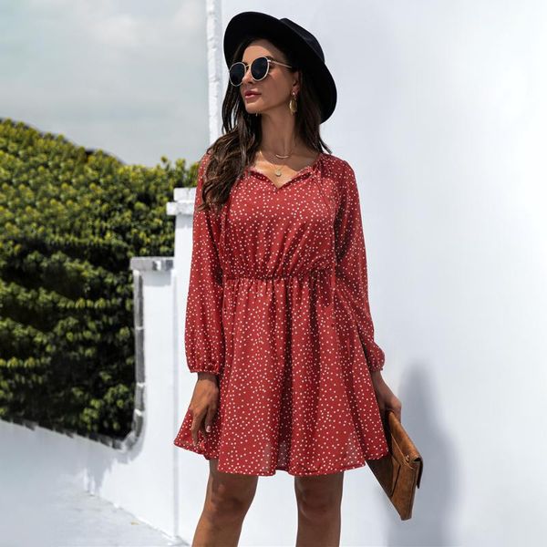 casual dresses autumn long sleeve v neck mini dress loose ruffles polka dot elegant christmas robe beach korean office vestidos, Black;gray
casual dresses autumn long sleeve v neck mini dress loose ruffles polka dot elegant christmas robe beach korean office vestidos, Black;gray