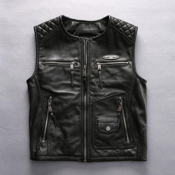 men's leather & faux 2021 motorcycle fashion brand slim fit sleeveless cow jacket men zipper o-neck biker vest male, Black
men's leather & faux 2021 motorcycle fashion brand slim fit sleeveless cow jacket men zipper o-neck biker vest male, Black