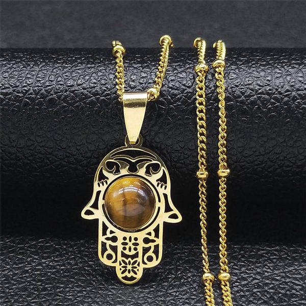 pendant necklaces islam hamsa hand tiger's eye stone stainless steel women/men gold color statement necklace jewelry collane n7028s04, Silver
pendant necklaces islam hamsa hand tiger's eye stone stainless steel women/men gold color statement necklace jewelry collane n7028s04, Silver