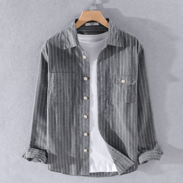 2021 new outono longo-sleeved nova chegada tarja escovado dos camisas para homens moda casual camisa de algodo listrado cinza 19po, White
2021 new outono longo-sleeved nova chegada tarja escovado dos camisas para homens moda casual camisa de algodo listrado cinza 19po, White