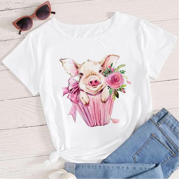 women's t-shirt cute pig and gift tshirt women young girl style exquisite shirt funny selling short sleeve breathable soothing clothes, White
women's t-shirt cute pig and gift tshirt women young girl style exquisite shirt funny selling short sleeve breathable soothing clothes, White