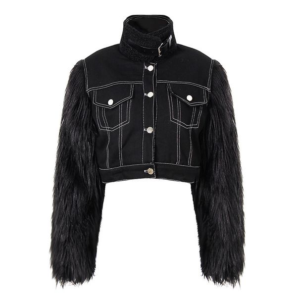 2021 new winter black denim jacket women runway designers oversized fur patchwork jackets vintage thick warm jean coat ynrj, Black;brown
2021 new winter black denim jacket women runway designers oversized fur patchwork jackets vintage thick warm jean coat ynrj, Black;brown
