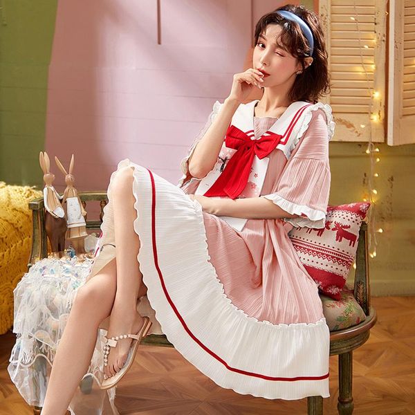 women's sleepwear 2021 women nightgowns cotton nightdress cute nightwear sweet princess short sleeve lounge loose summer homewear, Black;red
women's sleepwear 2021 women nightgowns cotton nightdress cute nightwear sweet princess short sleeve lounge loose summer homewear, Black;red