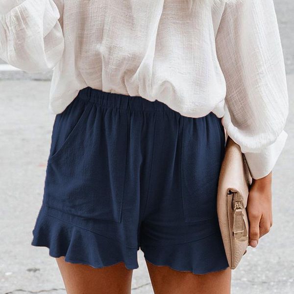 women new style fashion women summer casual shorts high waist elastic waistband with pocket short beach ruffles shorts, White;black
women new style fashion women summer casual shorts high waist elastic waistband with pocket short beach ruffles shorts, White;black