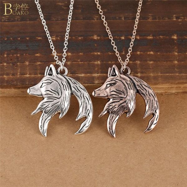 pendant necklaces boako wolf necklace men vintage women interlocking couple jewelry lover collar de lobo z5, Silver
pendant necklaces boako wolf necklace men vintage women interlocking couple jewelry lover collar de lobo z5, Silver