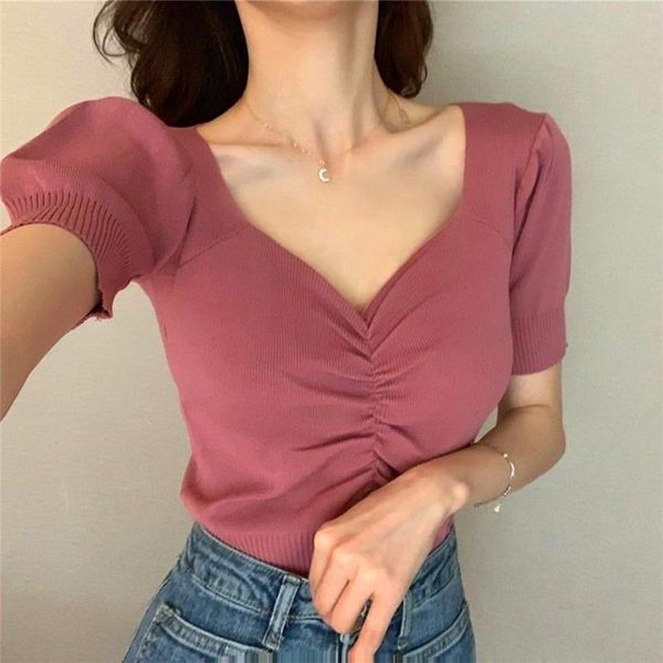 women's t-shirt 2021 women summer fashion short sleeve tees slim pullover solid knit camisetas de mujer, White
women's t-shirt 2021 women summer fashion short sleeve tees slim pullover solid knit camisetas de mujer, White