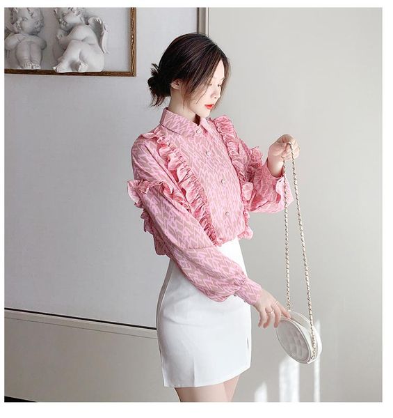 women's blouses & shirts print chiffon shirt sweet spring clothes 2021 long sleeve chic ruffled blouse office lady all-match, White
women's blouses & shirts print chiffon shirt sweet spring clothes 2021 long sleeve chic ruffled blouse office lady all-match, White