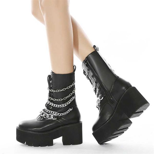 boots style nude snow women's thick-soled side zipper short chain, Black
boots style nude snow women's thick-soled side zipper short chain, Black