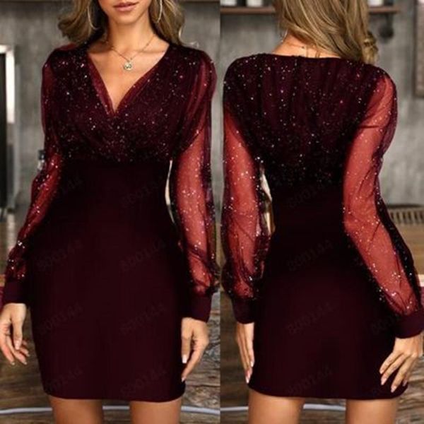 casual dresses women black sequin christmas party dress long sleeve v-neck mesh stitching short bodycon for, Black;gray
casual dresses women black sequin christmas party dress long sleeve v-neck mesh stitching short bodycon for, Black;gray