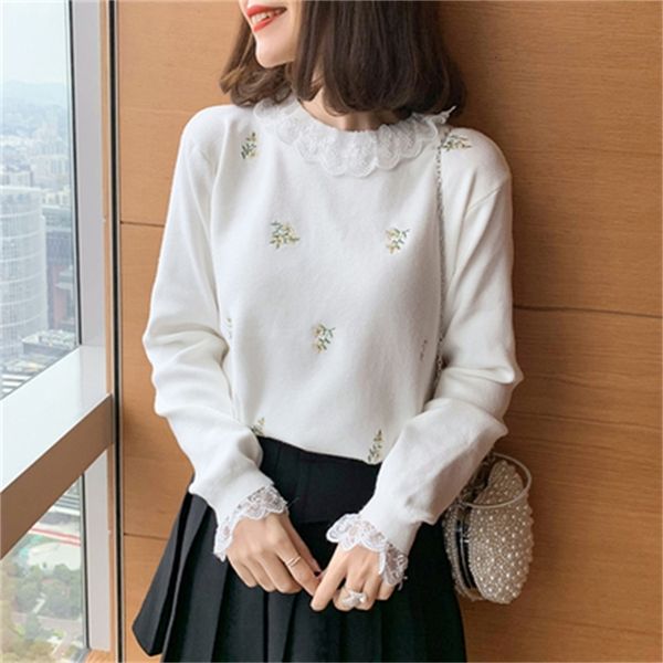 female fashion blouse 2021 winter new sleeve jumper short lace bottom shirt flower embroidered sweater 31i6, White;black
female fashion blouse 2021 winter new sleeve jumper short lace bottom shirt flower embroidered sweater 31i6, White;black