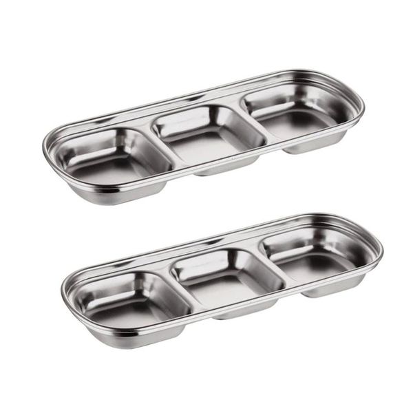 2pcs stainless steel dip dish condiment plate sub-grid flavored sauce vinegar bowl compartment seasoning dipping plates (3-grid)
2pcs stainless steel dip dish condiment plate sub-grid flavored sauce vinegar bowl compartment seasoning dipping plates (3-grid)