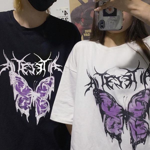 women's t-shirt short-sleeved butterfly print loose couples dark round neck ordinary style fashion street dating daily wear, White
women's t-shirt short-sleeved butterfly print loose couples dark round neck ordinary style fashion street dating daily wear, White