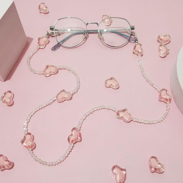 sunglasses frames pink women transparent neck straps lanyard love heart mask holder glasses chain, Silver
sunglasses frames pink women transparent neck straps lanyard love heart mask holder glasses chain, Silver
