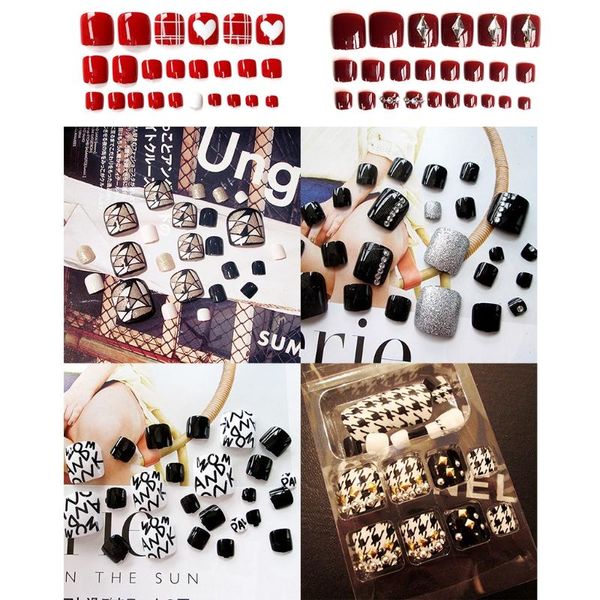 false nails 24pcs french short toenails square head small fresh white pattern design, Red;gold
false nails 24pcs french short toenails square head small fresh white pattern design, Red;gold