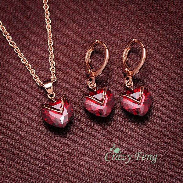 earrings & necklace charming heart shape jewelry set for women red/army green/black crystal gold color earring femme trendy, Silver
earrings & necklace charming heart shape jewelry set for women red/army green/black crystal gold color earring femme trendy, Silver
