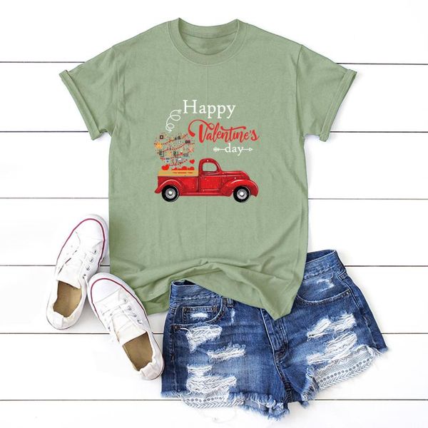 women's t-shirt style european and american valentine's day car short-sleeved ladies, White
women's t-shirt style european and american valentine's day car short-sleeved ladies, White