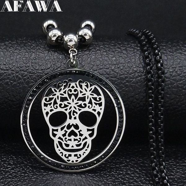 pendant necklaces 2021 gothic skull stainless steel crystal chain necklace women silver color black & pendants jewelry colgante n19468
pendant necklaces 2021 gothic skull stainless steel crystal chain necklace women silver color black & pendants jewelry colgante n19468