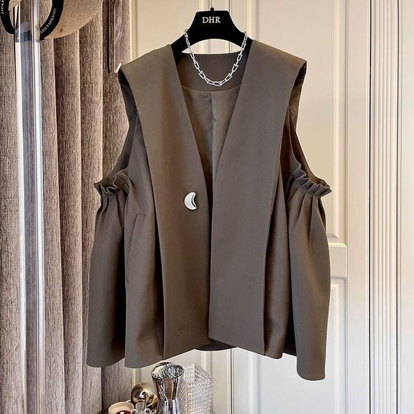 women's vests prepomp 2021 autumn winter korean loose casual solid color pleated umbrella suit vest coat women female gc812, Black;white
women's vests prepomp 2021 autumn winter korean loose casual solid color pleated umbrella suit vest coat women female gc812, Black;white