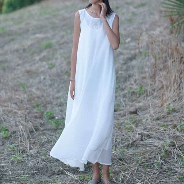 party dresses summer sleeveless waistcoat elegant girly dress pure white fashion casual long es zbqz, White;black
party dresses summer sleeveless waistcoat elegant girly dress pure white fashion casual long es zbqz, White;black