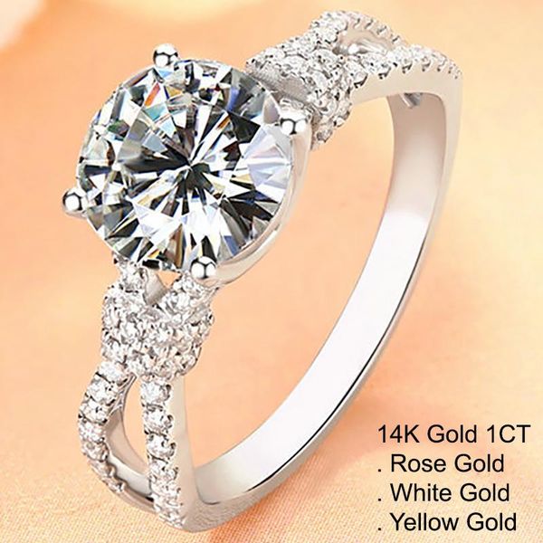 cluster rings 14k gold 1 moissanite diamond ring women elegant round cross connection trendy wedding party engagement anniversary, Golden;silver
cluster rings 14k gold 1 moissanite diamond ring women elegant round cross connection trendy wedding party engagement anniversary, Golden;silver