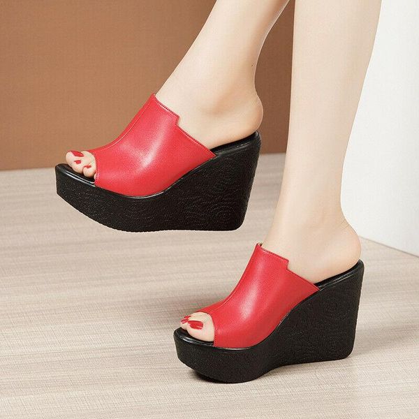 dress shoes women's slip on platform wedge heels mules sandal peep toe leather summer, Black
dress shoes women's slip on platform wedge heels mules sandal peep toe leather summer, Black