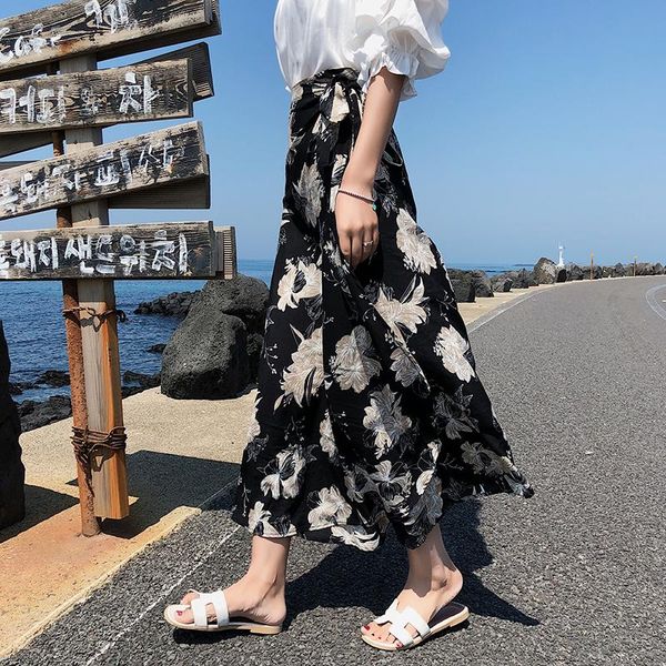 skirts summer high waist split tall woman beach chiffon skirt printed flower solid a-type lace-up wrap jupe femme 10011, Black
skirts summer high waist split tall woman beach chiffon skirt printed flower solid a-type lace-up wrap jupe femme 10011, Black