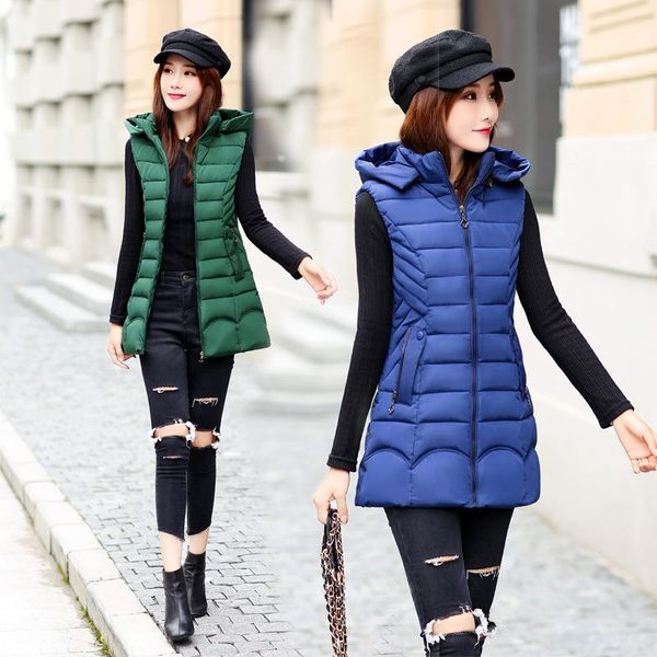 women's vests casual solid woman padded vest mandarin collar winter waist coat zipper pockets hoodie women sleeveless long office jacke, Black;white
women's vests casual solid woman padded vest mandarin collar winter waist coat zipper pockets hoodie women sleeveless long office jacke, Black;white