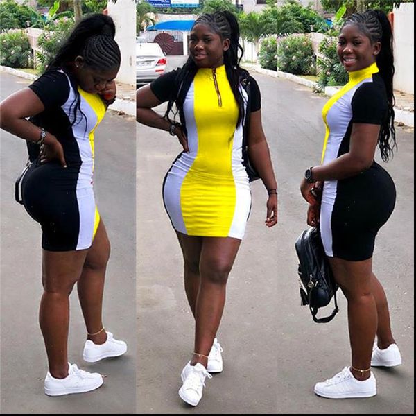 ladies summer women dress casual patchwork mini dress party streetwear front zipper stretch short sleeve slim bodycon dress, Black;gray
ladies summer women dress casual patchwork mini dress party streetwear front zipper stretch short sleeve slim bodycon dress, Black;gray