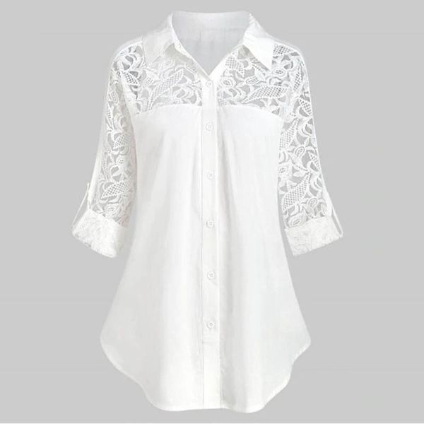 women's blouses & shirts plus size women lace tunic blouse ladies large button turn down collar long sleeve office shirt camisa femenin, White
women's blouses & shirts plus size women lace tunic blouse ladies large button turn down collar long sleeve office shirt camisa femenin, White