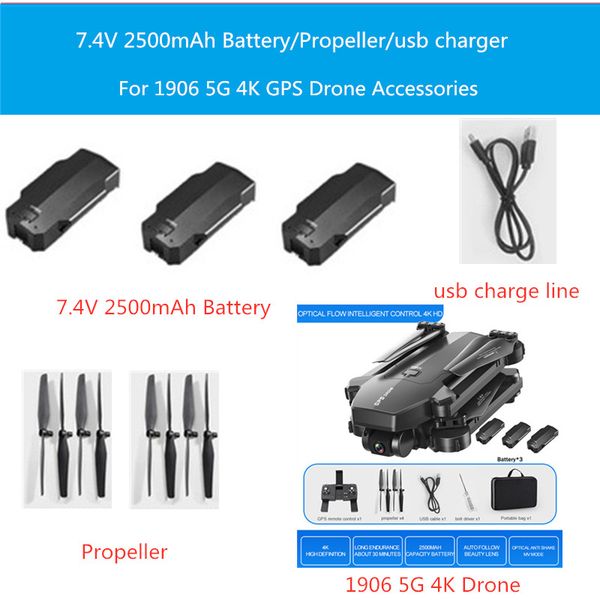 7.4v 2500mah battery main blades usb charger for 1906 4k wifi fpv rc drone 1906 battery propeller 1906 drone accessories
7.4v 2500mah battery main blades usb charger for 1906 4k wifi fpv rc drone 1906 battery propeller 1906 drone accessories