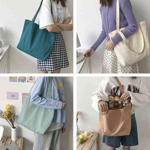 shopping bags hylhexyr solid color student women shoulder handbag large capacity casual canvas bag versatile satchel fashion 220307
shopping bags hylhexyr solid color student women shoulder handbag large capacity casual canvas bag versatile satchel fashion 220307