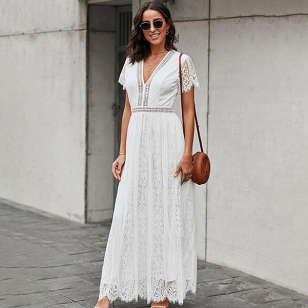 casual dresses vintage women maxi party dress short sleeve white lace long tunic beach vocation holiday clothes summer, Black;gray
casual dresses vintage women maxi party dress short sleeve white lace long tunic beach vocation holiday clothes summer, Black;gray