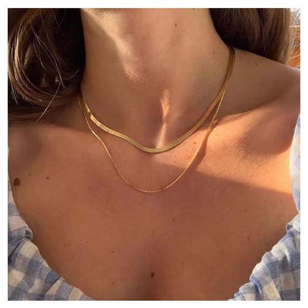 chains joyas 2021 double-layer snake chain necklace gold colour titanium wide flat silver women jewlery
chains joyas 2021 double-layer snake chain necklace gold colour titanium wide flat silver women jewlery
