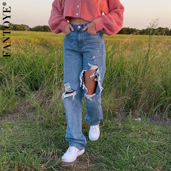 2021 new ripped hole for women casual high waist baggy denim pants female streetwear fashion straight jeans inzl, Blue
2021 new ripped hole for women casual high waist baggy denim pants female streetwear fashion straight jeans inzl, Blue