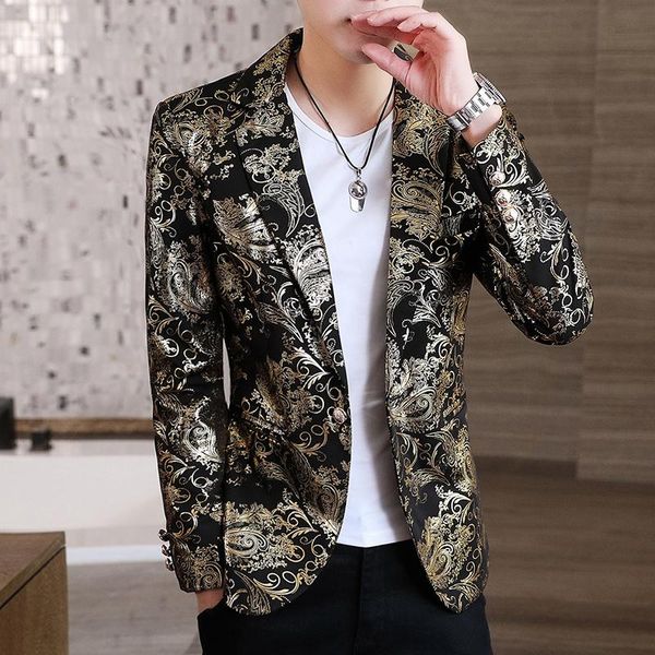 men's suits & blazers blazer men 2021 spring and autumn pure color gold flower single button slim long-sleeved suit, White;black
men's suits & blazers blazer men 2021 spring and autumn pure color gold flower single button slim long-sleeved suit, White;black