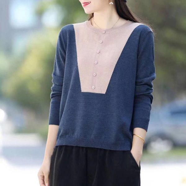 women's sweaters 2021 autumn women casual long sleeve o-neck pullovers sweater button patchwork cotton computer knitted a636, White;black
women's sweaters 2021 autumn women casual long sleeve o-neck pullovers sweater button patchwork cotton computer knitted a636, White;black