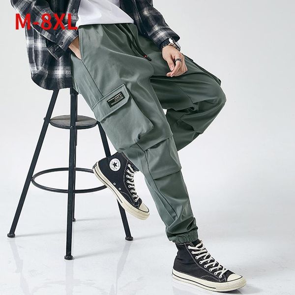 men's pants 2021 fashion multi-pockets causal cargo men streetwear joggers baggy sports, Black