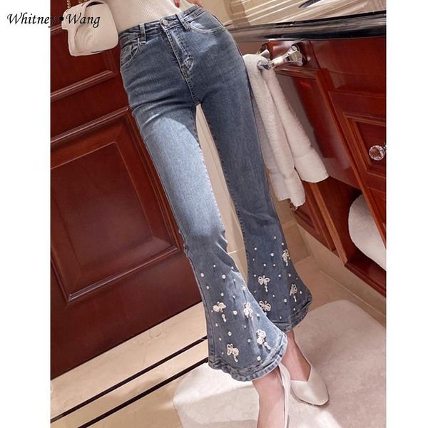 women's jeans whitney wang 2021 spring fashion streetwear pearls beading bow flare women denim pants plus size 5xl, Blue
women's jeans whitney wang 2021 spring fashion streetwear pearls beading bow flare women denim pants plus size 5xl, Blue