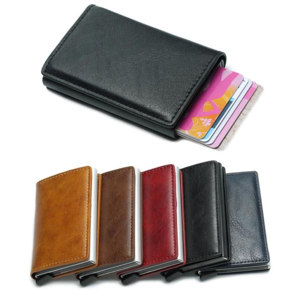 card holders holder wallet fashion aluminum box leather bank men's and women's universal id business, Brown;gray
card holders holder wallet fashion aluminum box leather bank men's and women's universal id business, Brown;gray