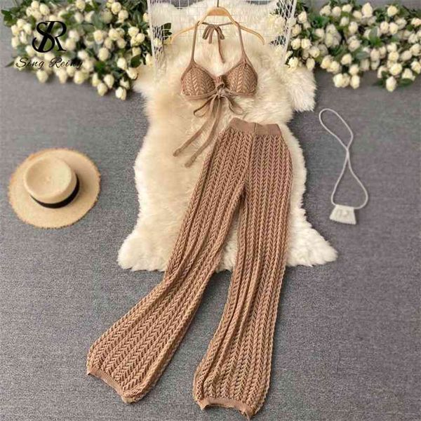 singreiny women summer design knitted set backless halter short +chic hollow knitted wide leg long pants two piece suit 210727, White
singreiny women summer design knitted set backless halter short +chic hollow knitted wide leg long pants two piece suit 210727, White
