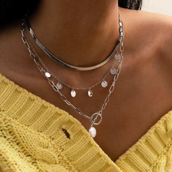 chokers simple retro gold color snake chain multi-layer necklace for women geometric pendant female ot buckle choker party, Golden;silver
chokers simple retro gold color snake chain multi-layer necklace for women geometric pendant female ot buckle choker party, Golden;silver