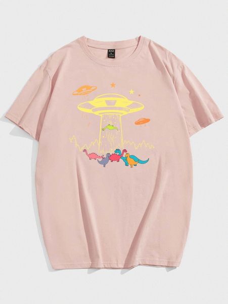 romwe guys dinosaur print tee j1zc#, White;black