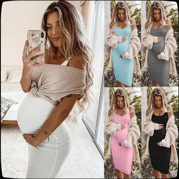 maternity dresses summer loose round neck sleeveless solid dress for pregnant women, White
maternity dresses summer loose round neck sleeveless solid dress for pregnant women, White
